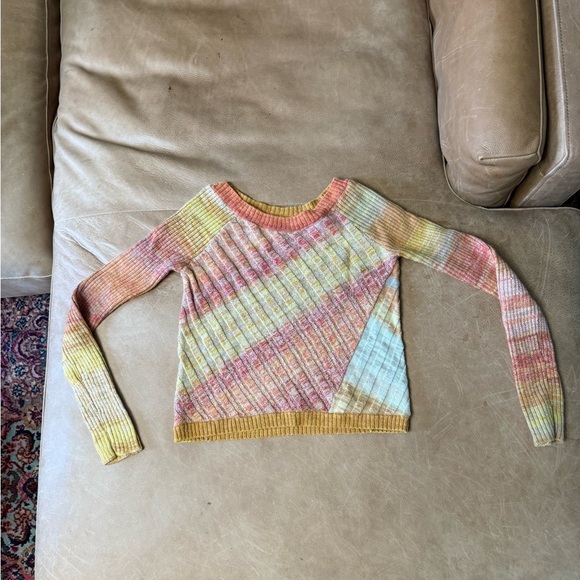 Free People Orange And Yellow Long Sleeve Sweater Women’s Size XS - Picture 1 of 6
